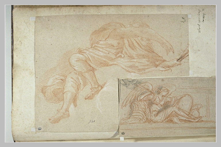 Figure étendue, rejetée en arrière, le bras droit devant le visage