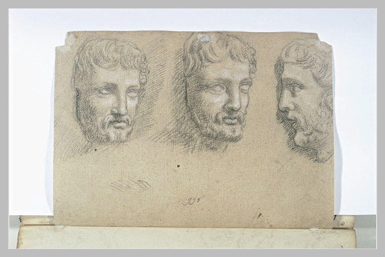 Trois études de têtes d'hommes barbus, d'après l'antique