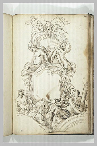 Motif décoratif avec chimères et figures allégoriques