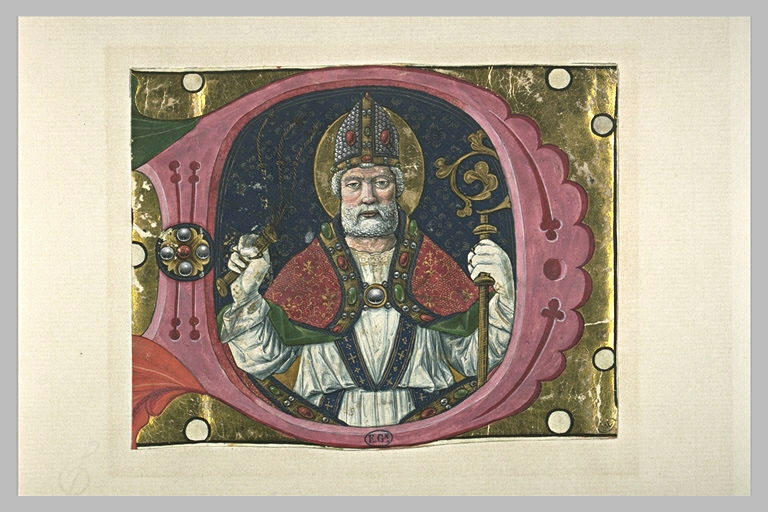 Saint Ambroise, en buste, dans la lettre D