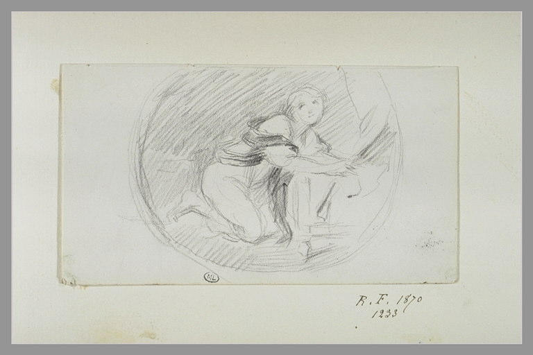 Figure agenouillée : étude d'après Greuze