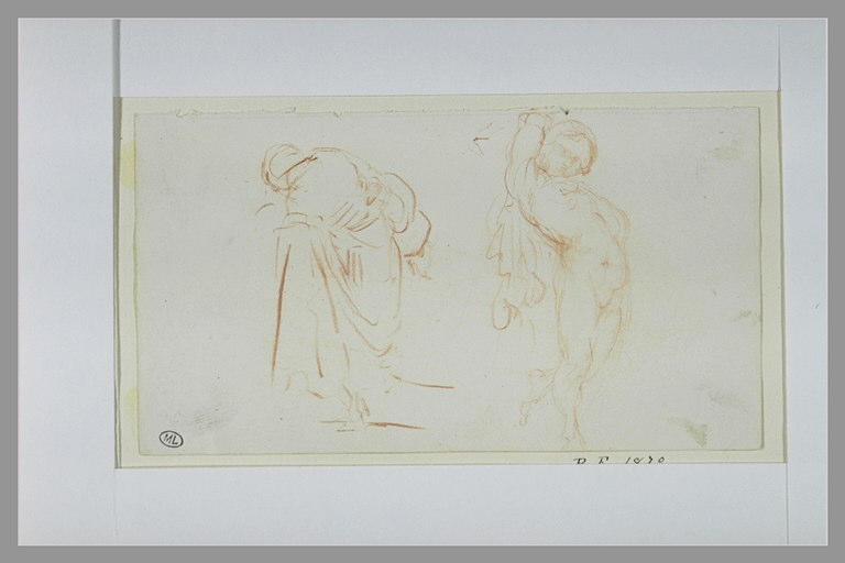 Génie nu ; figure drapée