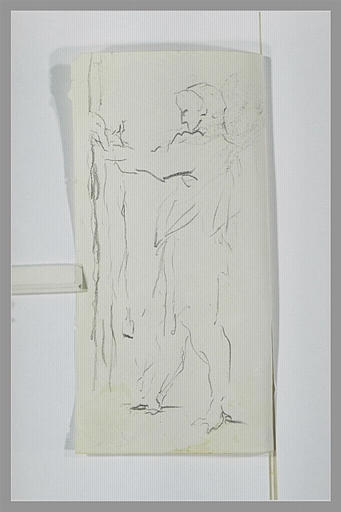 Figure drapée, debout, de profil