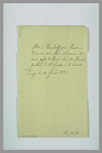 Lettre d'invitation adressée à Delacroix