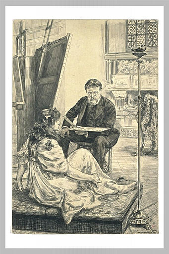 Portrait du peintre Sir Lawrence Alma-Tadema dans son atelier