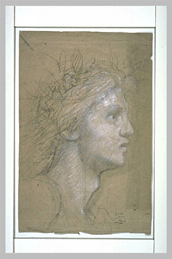 Tête de femme couronnée de lauriers