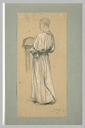 Homme  d'église tenant un coffret