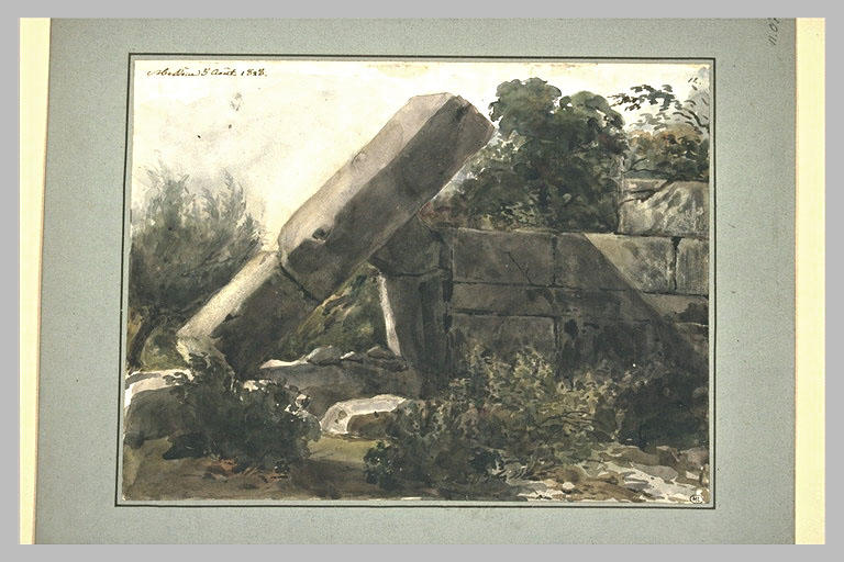 Mur cyclopéen ruiné et envahi par la végétation