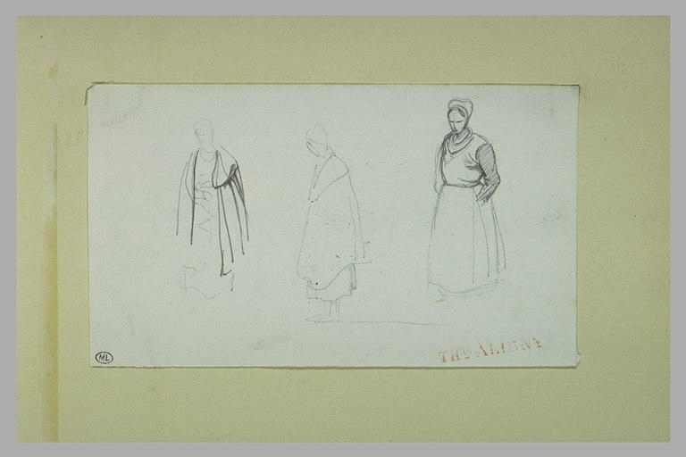 Trois croquis de femme