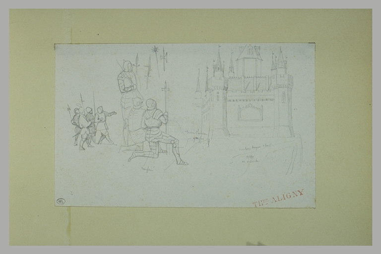 Hommes de guerre ; armes : château fort