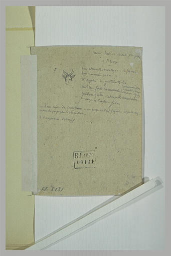 Annotation manuscrite sur Brera ; tête de bouquetin