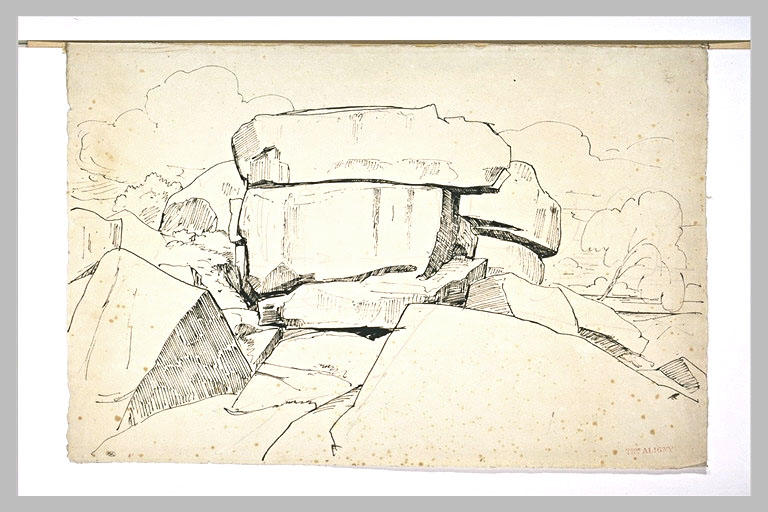 Amas de gros rochers dans un paysage
