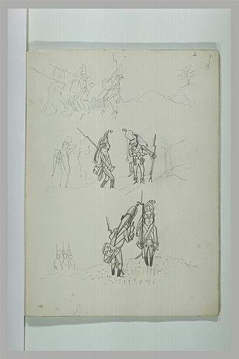 Croquis caricaturaux de militaires