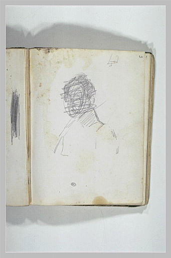 Portrait en buste d'une figure, biffé