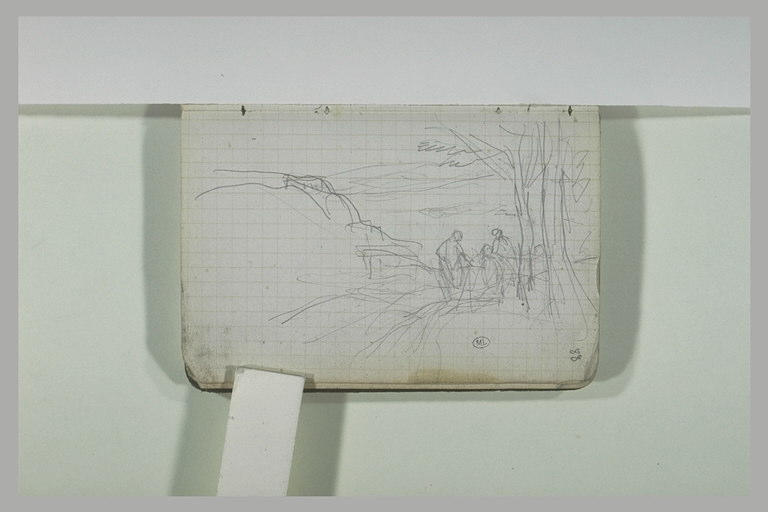 Groupe de trois figures dans un paysage