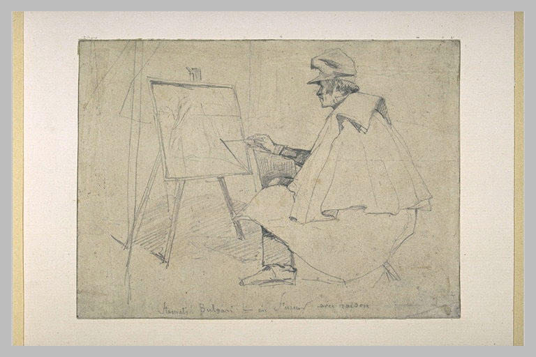 Portrait du peintre Stamati Bulgari, assis, devant son chevalet