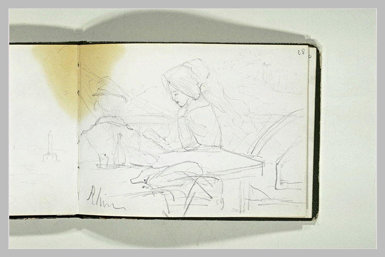 Femme lisant dans un bateau (Rhin)