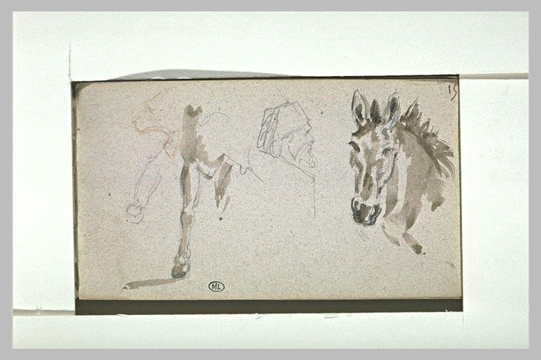 Etudes d'un personnage et d'animaux