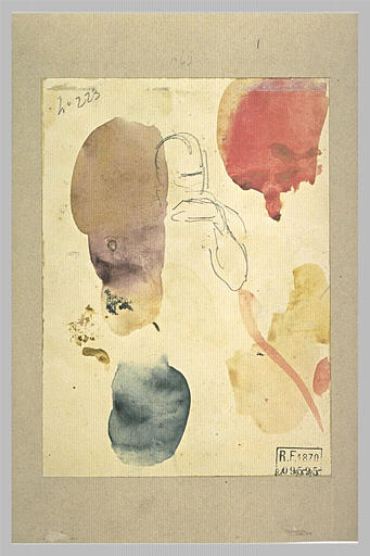 Buste de figure, et essais d'aquarelle