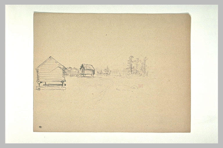 Maisons de bois sur pilotis, dans un paysage