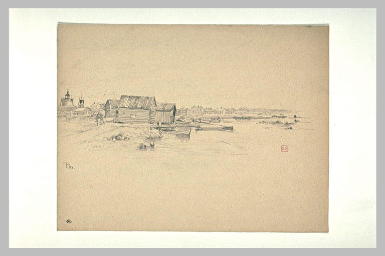 Village de maisons de bois au bord d'une rivière