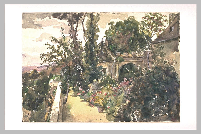 Jardin en terrasse, dominant la campagne