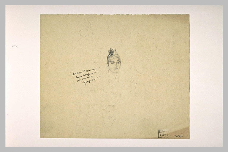 Autoportrait, et croquis d'une tête d'homme