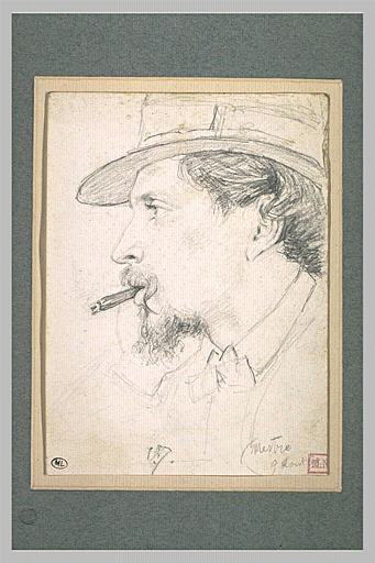 Tête d'homme coiffé d'un chapeau