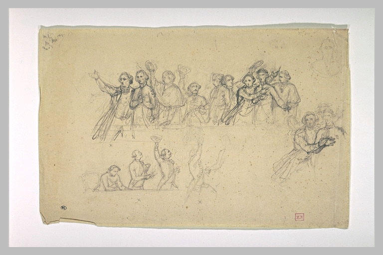 Personnages en costume Louis XVI et des militaires