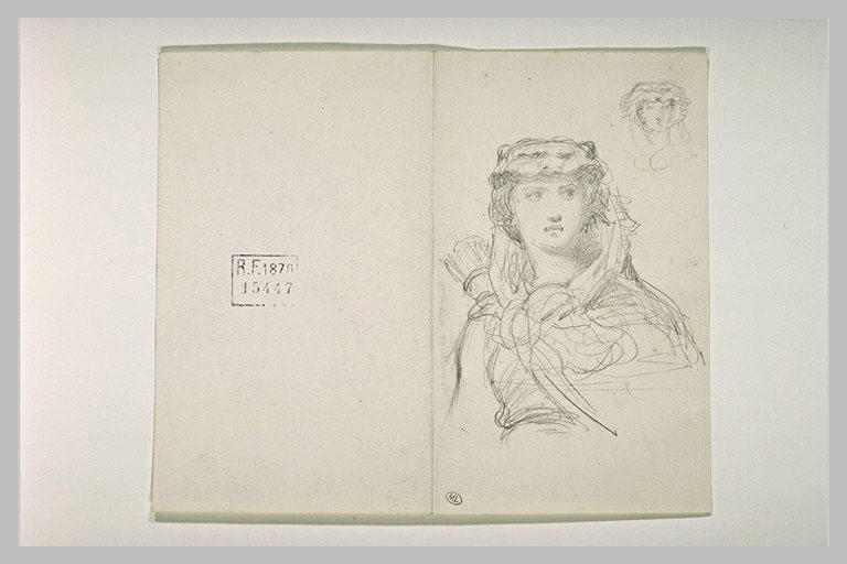 Femme, à mi-corps, coiffée d'un turban