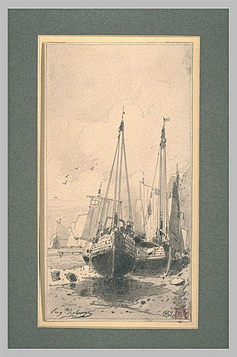 Barques de pêche, échouées à marée basse
