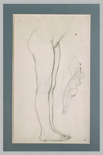 Partie inférieure du corps d'une femme ; femme couchée sur le côté droit