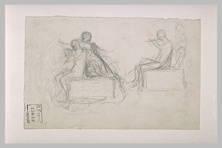 Deux études de figures assise sur un socle