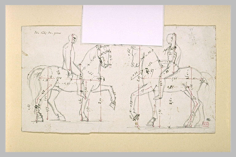 Deux études de cheval avec cavalier