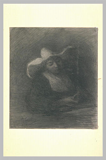 Soeur de Saint-Vincent-de-Paul, à mi-corps, de trois quarts vers la droite