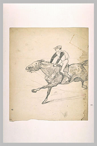 Cheval de course, monté par un jockey