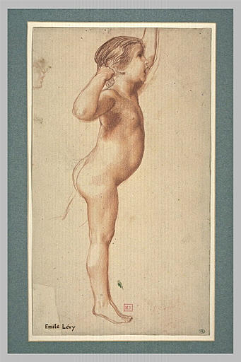 Enfant, debout, de profil à droite