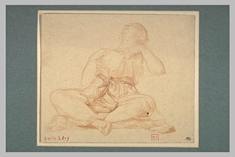 Femme vêtue à l'antique, assise