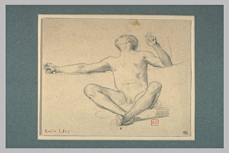 Homme nu, assis, de face