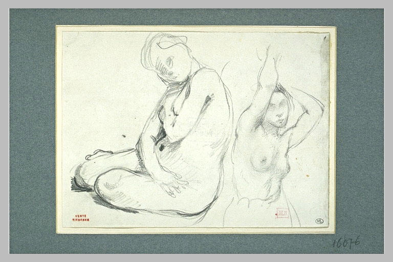 Deux études de femmes nues, assises