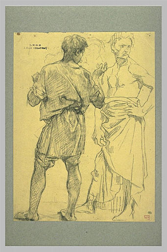 Etude de deux hommes vêtus de tuniques