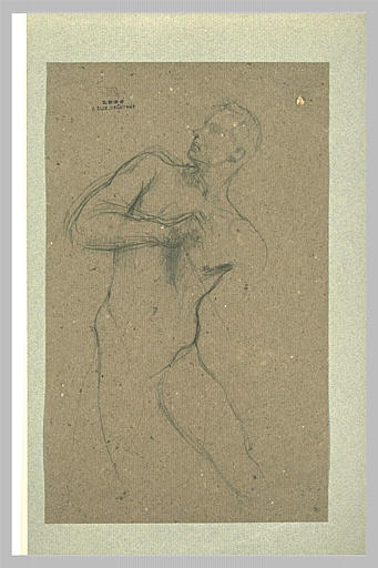 Homme nu jusqu'aux genoux, ramant