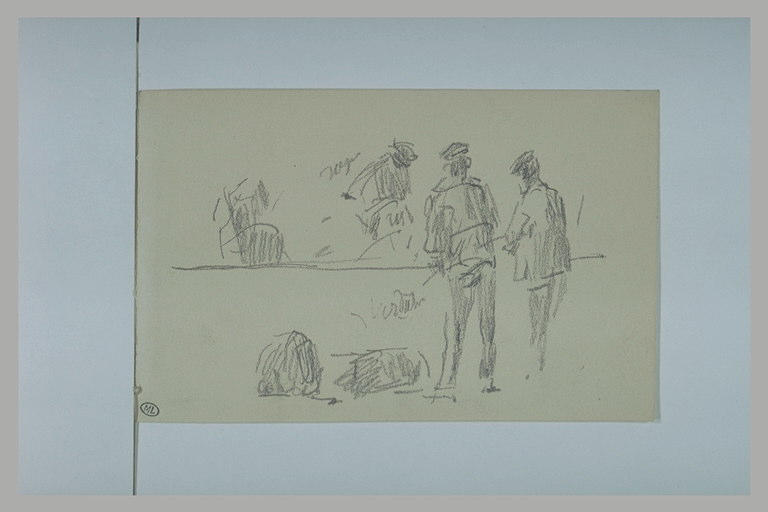 Deux hommes, vus de dos, devant un comptoir