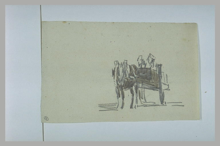 Cheval attelé à une charrette