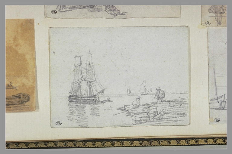 Marins près de canots