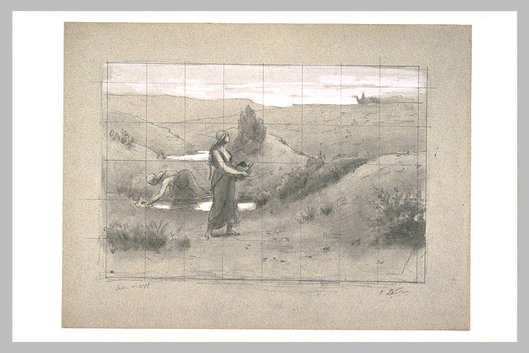 Femmes puisant de l'eau dans la vallée