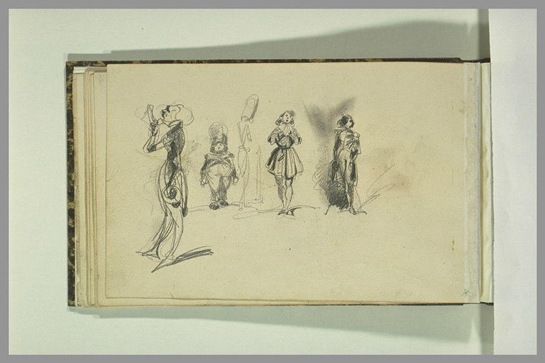 Cinq croquis de personnages de théâtre