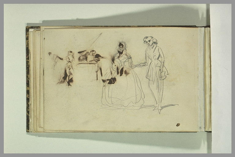 Croquis d'un homme et d'une femme se tenant par la main