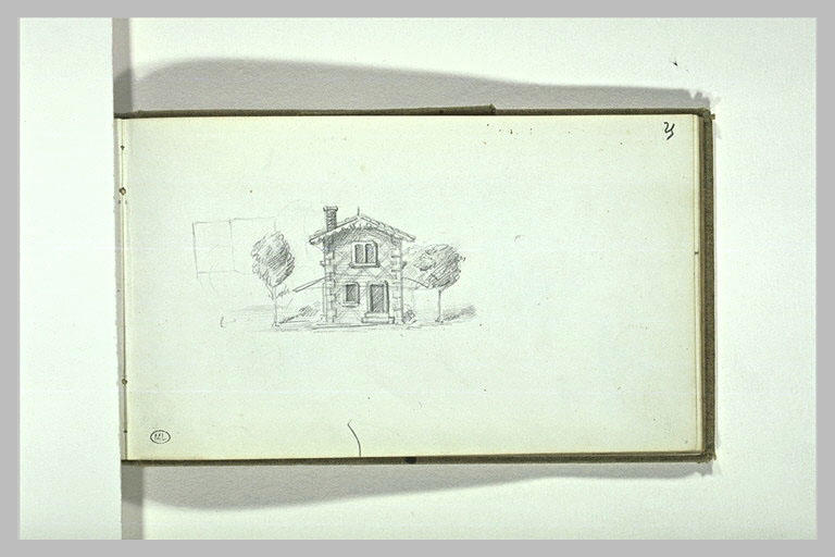 Maison encadrée par deux arbres