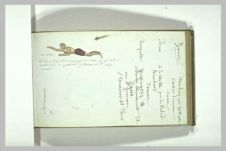 Croquis d'une figure en mouvement : un nageur